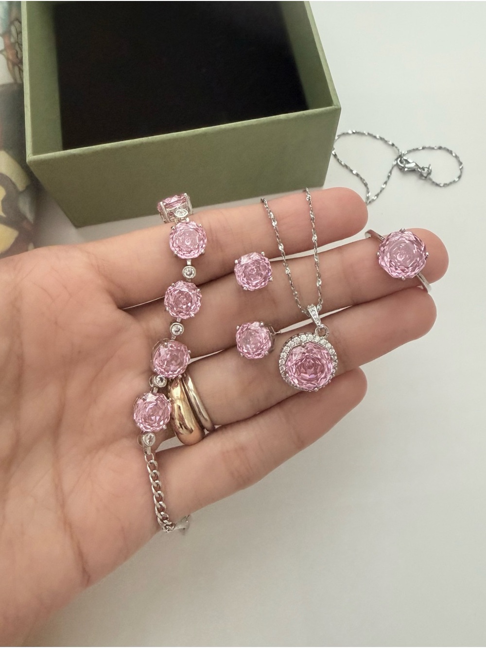 New Blush Pink Topza Gemstone Jewelry Set of 4 in 925 Sterling Silver